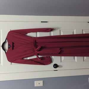 Aakaa Berry Pink Floor Length Wrap Top Dress